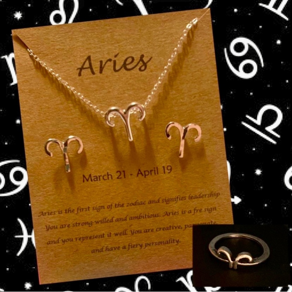 Aries Necklace, Earrings & Ring Set